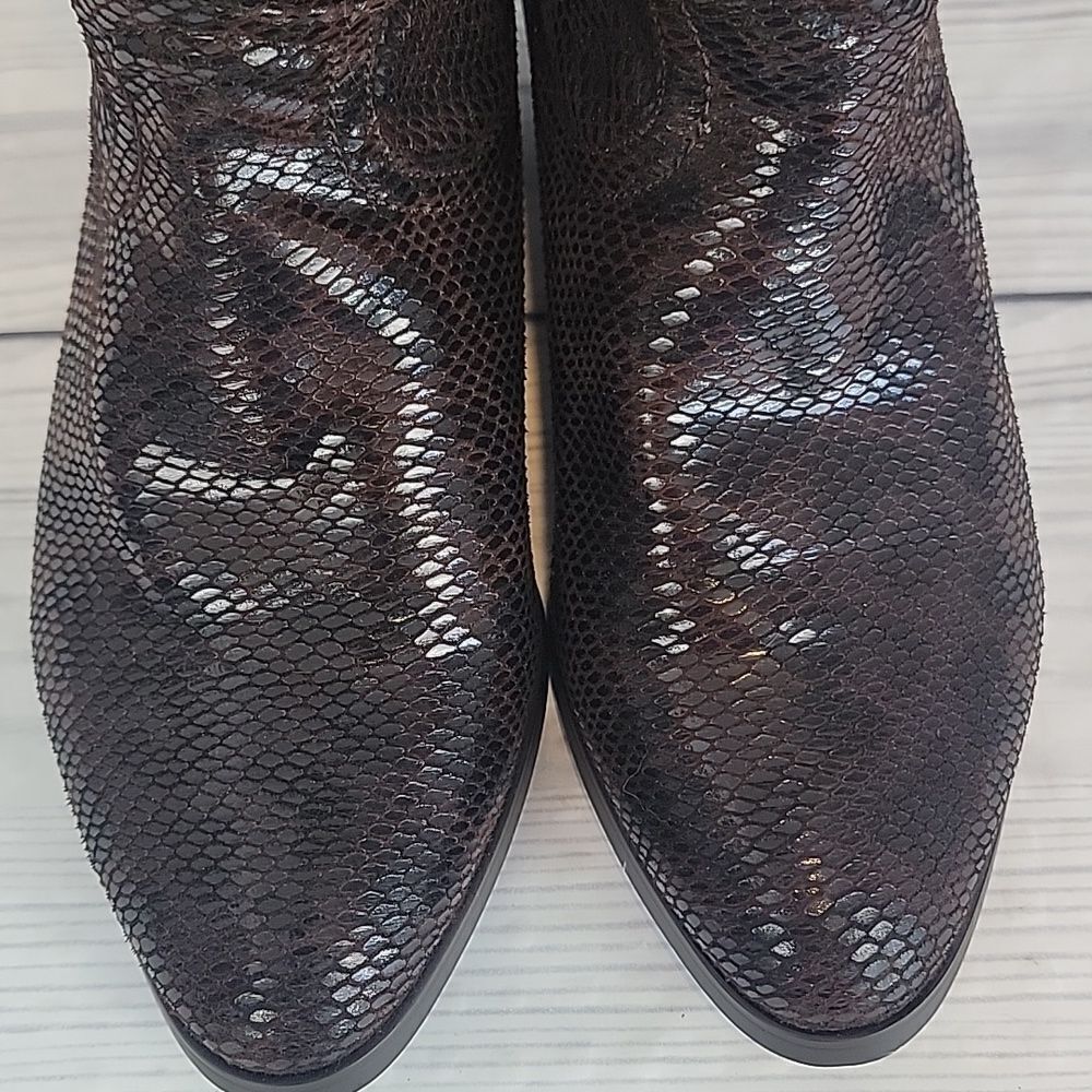 Honey Bee knee high python textured fabric boots … - image 4